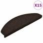 vidaXL Πατάκια Σκάλας Αυτοκόλ. 15 τεμ Σκ. Καφέ 65x21x4 εκ Βελονιασμένο