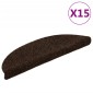 vidaXL Πατάκια Σκάλας Αυτοκόλλητα 15 τεμ Καφέ 56x17x3 εκ. Βελονιασμένο