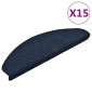 vidaXL Πατάκια Σκάλας Αυτοκόλ. 15 τεμ Ν. Μπλε 65x21x4 εκ Βελονιασμένο