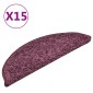 vidaXL Πατάκια Σκάλας Μοκέτα 15 τεμ. Σκούρο Μοβ 56 x 17 x 3 εκ.