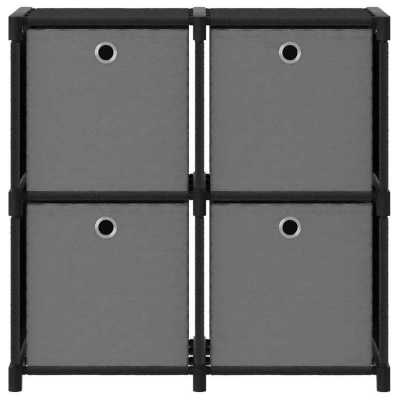 vidaXL Ραφιέρα με 4 Κύβους & Κουτιά Μαύρη 69x30x72,5 εκ. Υφασμάτινη