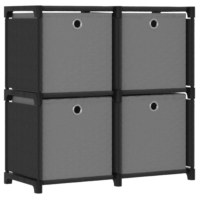 vidaXL Ραφιέρα με 4 Κύβους & Κουτιά Μαύρη 69x30x72,5 εκ. Υφασμάτινη