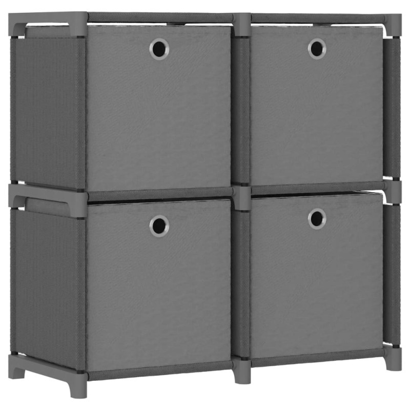 vidaXL Ραφιέρα με 4 Κύβους & Κουτιά Γκρι 69x30x72,5 εκ. Υφασμάτινη