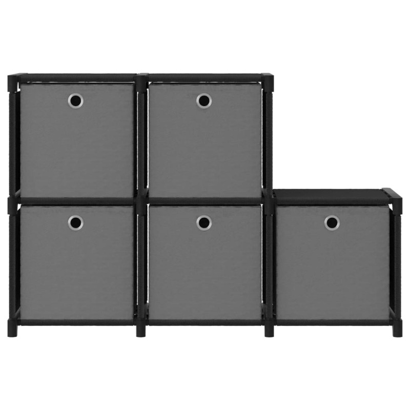 vidaXL Ραφιέρα με 5 Κύβους & Κουτιά Μαύρη 103x30x72,5 εκ. Υφασμάτινη