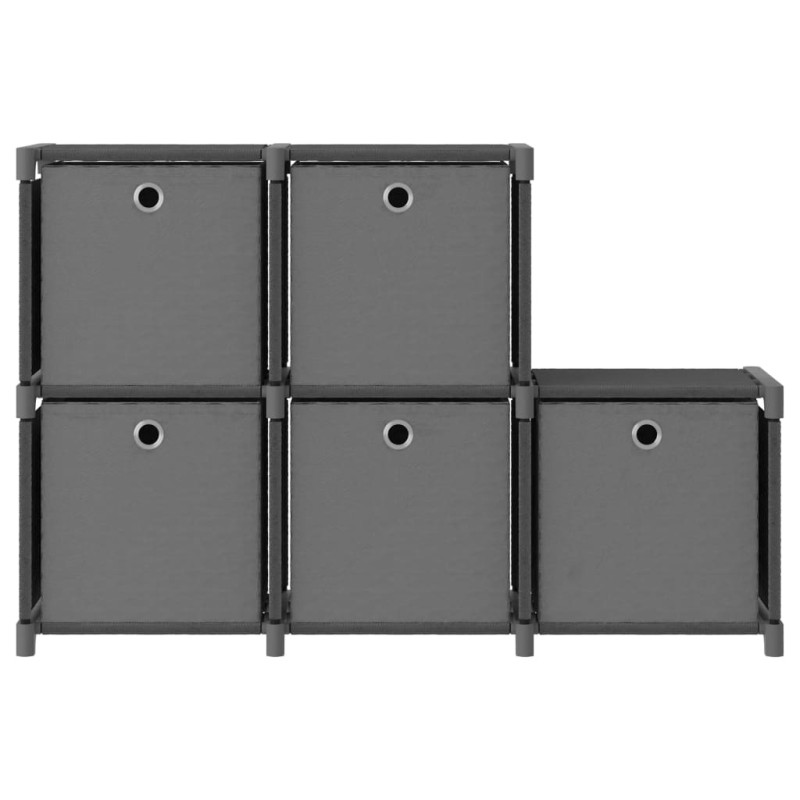 vidaXL Ραφιέρα με 5 Κύβους & Κουτιά Γκρι 103x30x72,5 εκ. Υφασμάτινη