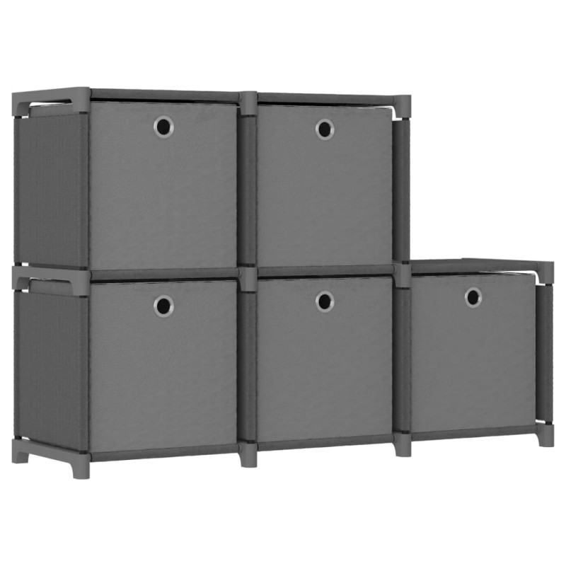 vidaXL Ραφιέρα με 5 Κύβους & Κουτιά Γκρι 103x30x72,5 εκ. Υφασμάτινη