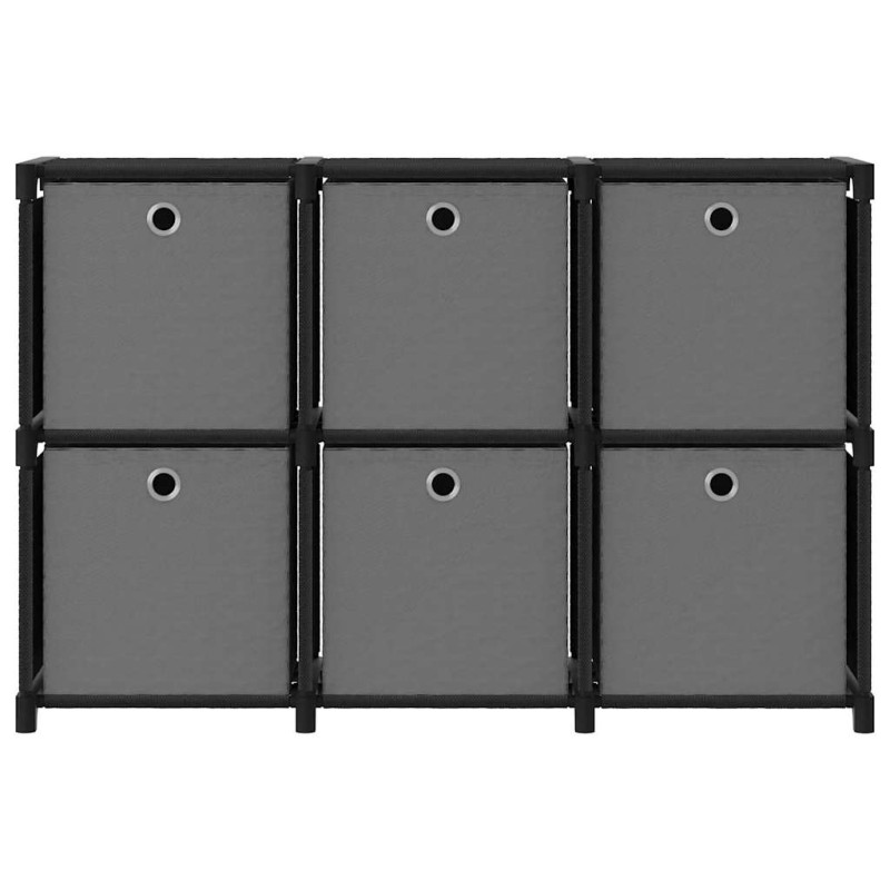 vidaXL Ραφιέρα με 6 Κύβους & Κουτιά Μαύρη 103x30x72,5 εκ. Υφασμάτινη