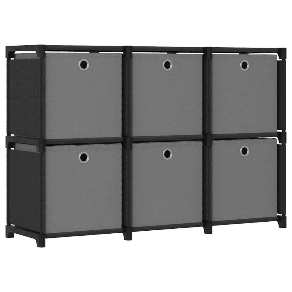 vidaXL Ραφιέρα με 6 Κύβους & Κουτιά Μαύρη 103x30x72,5 εκ. Υφασμάτινη
