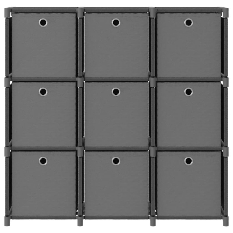 vidaXL Ραφιέρα με 9 Κύβους & Κουτιά Γκρι 103x30x107,5 εκ. Υφασμάτινη
