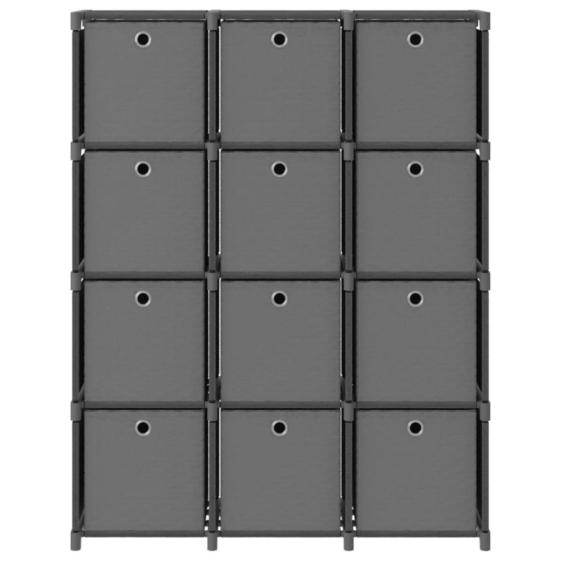 vidaXL Ραφιέρα με 12 Κύβους & Κουτιά Γκρι 103x30x141 εκ. Υφασμάτινη