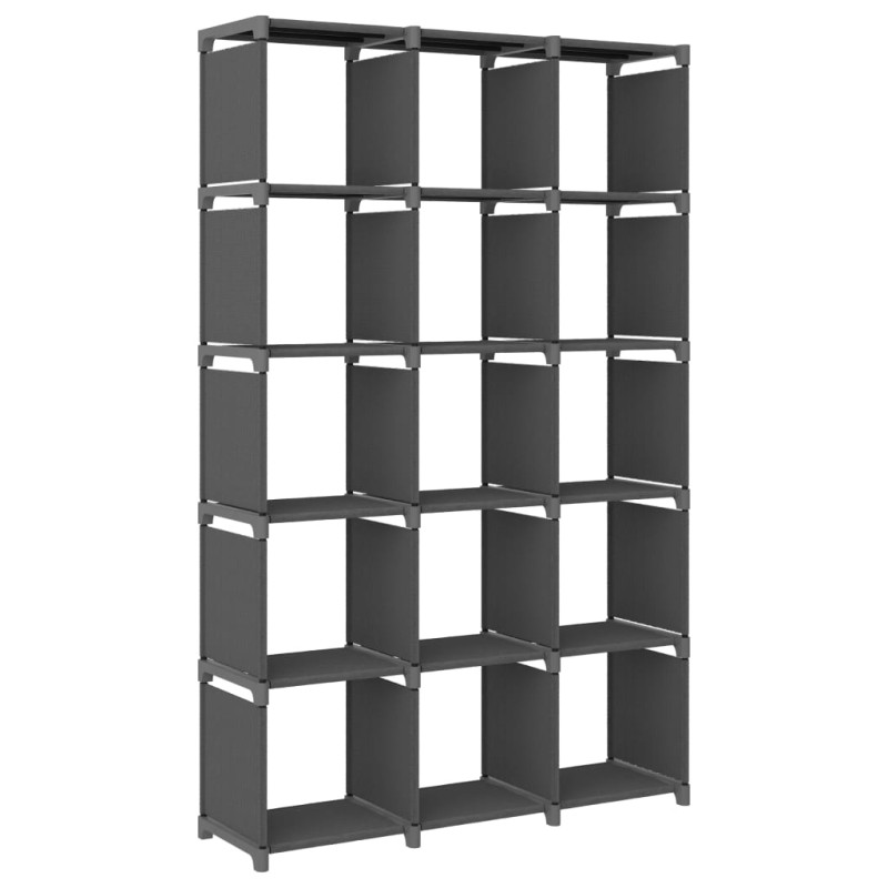 vidaXL Ραφιέρα με 15 Κύβους & Κουτιά Γκρι 103x30x175,5 εκ. Υφασμάτινη