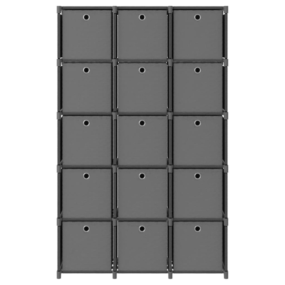 vidaXL Ραφιέρα με 15 Κύβους & Κουτιά Γκρι 103x30x175,5 εκ. Υφασμάτινη