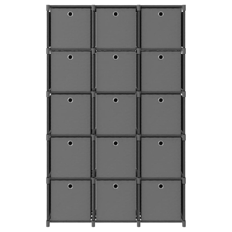 vidaXL Ραφιέρα με 15 Κύβους & Κουτιά Γκρι 103x30x175,5 εκ. Υφασμάτινη