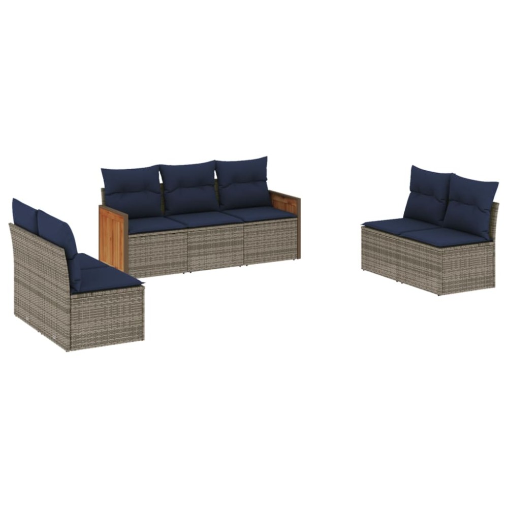 vidaXL Σετ Καναπέδων Κήπου 7 Τεμαχίων με Μαξιλάρια Γκρι από Συνθετικό Ρατάν