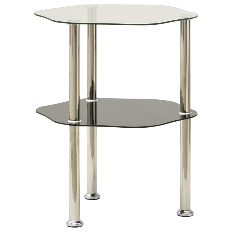 322786 vidaXL Βοηθ. Τραπέζι 2 Επ. Διαφ. & Μαύρο 38x38x50 εκ Ψημ. Γυαλί
