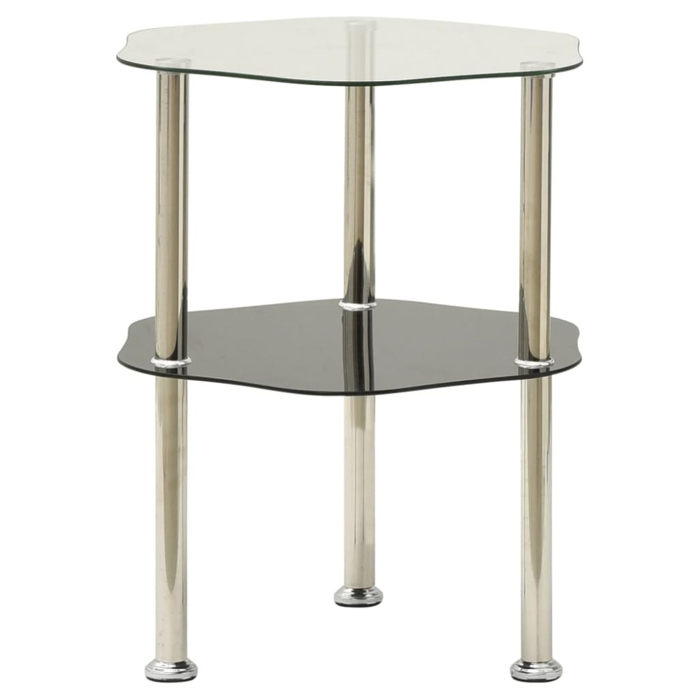 322786 vidaXL Βοηθ. Τραπέζι 2 Επ. Διαφ. & Μαύρο 38x38x50 εκ Ψημ. Γυαλί