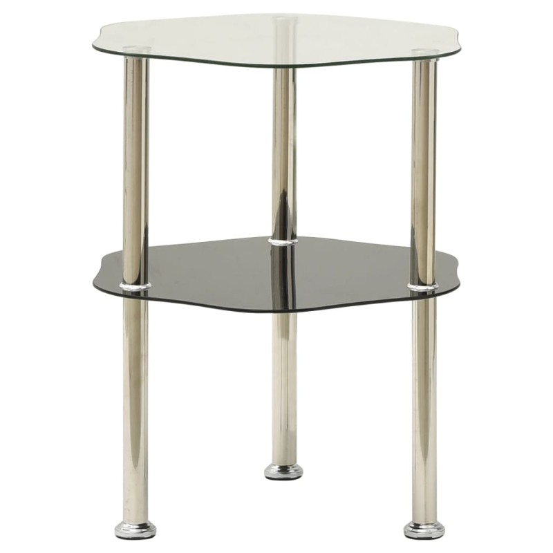 322786 vidaXL Βοηθ. Τραπέζι 2 Επ. Διαφ. & Μαύρο 38x38x50 εκ Ψημ. Γυαλί