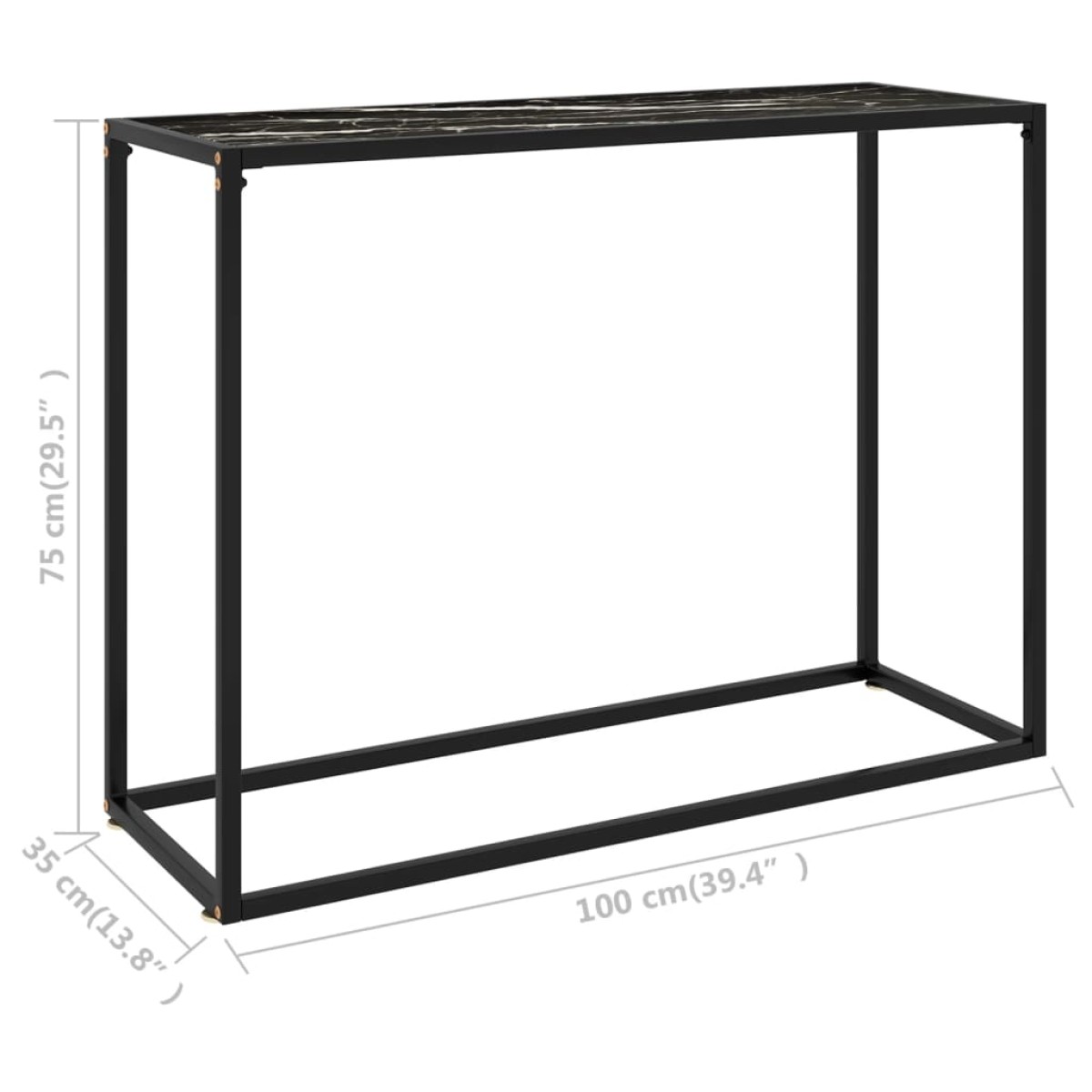 vidaXL Τραπέζι Κονσόλα Μαύρο 100 x 35 x 75 εκ. από Ψημένο Γυαλί