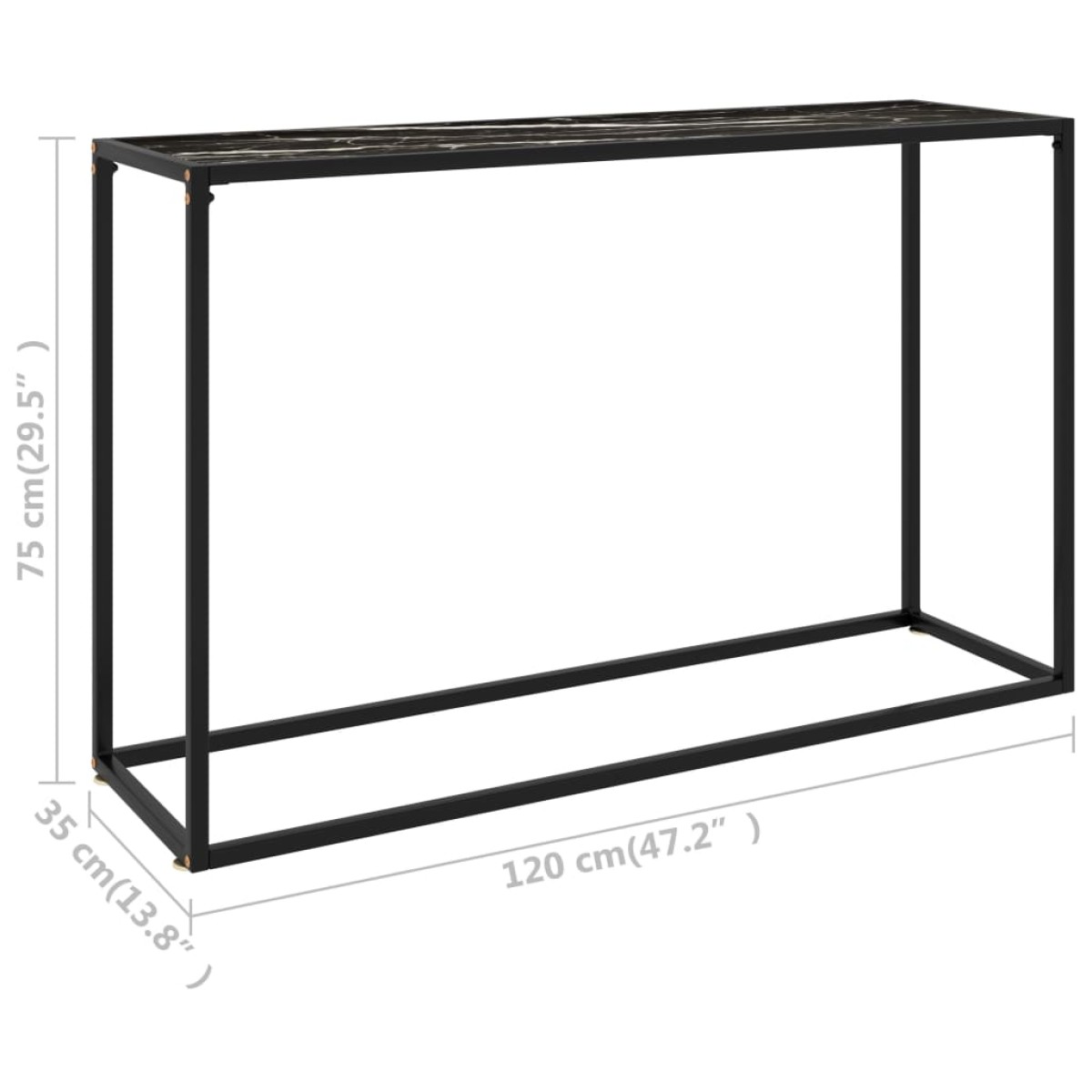 vidaXL Τραπέζι Κονσόλα Μαύρο 120 x 35 x 75 εκ. από Ψημένο Γυαλί