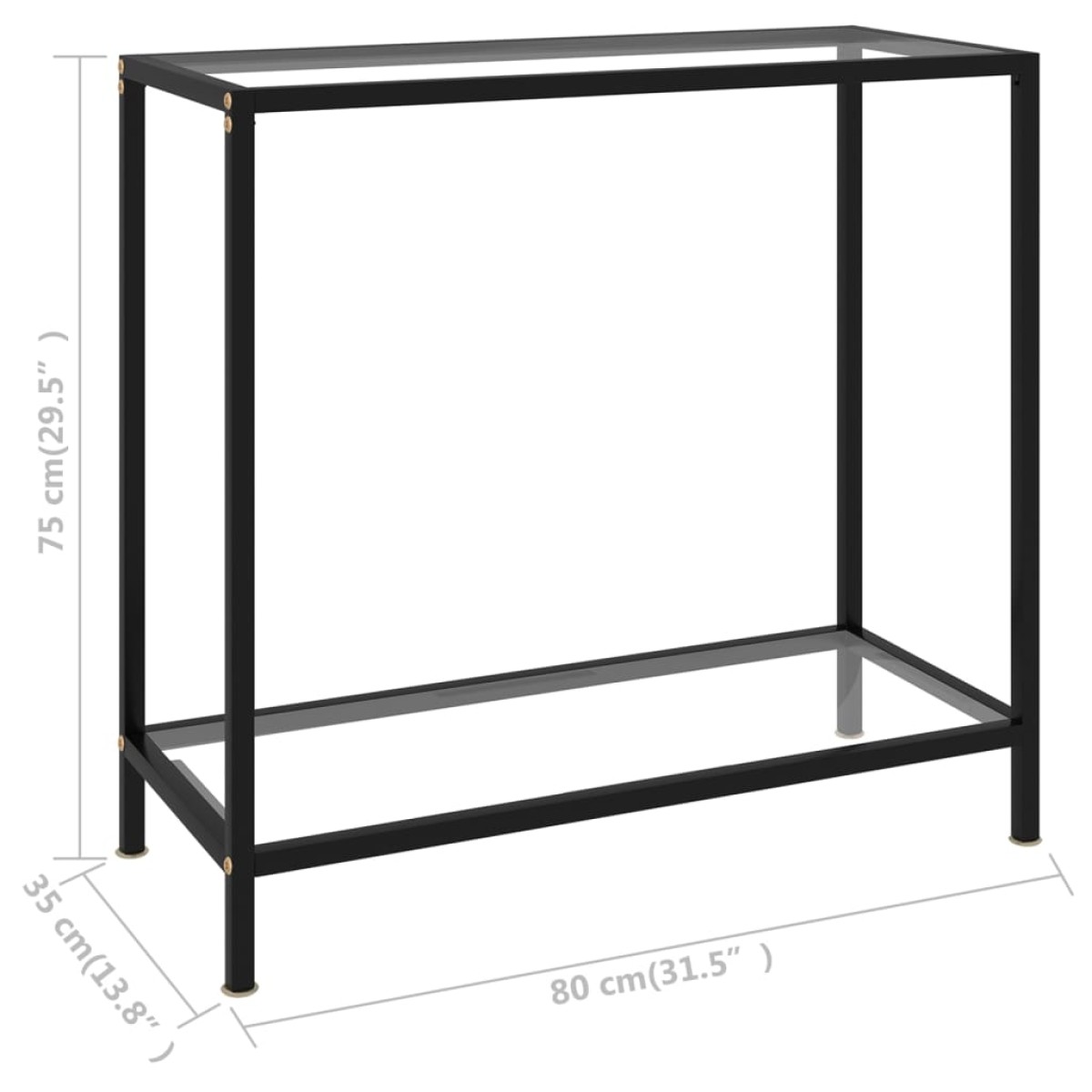 vidaXL Τραπέζι Κονσόλα Διαφανές 80 x 35 x 75 εκ. από Ψημένο Γυαλί