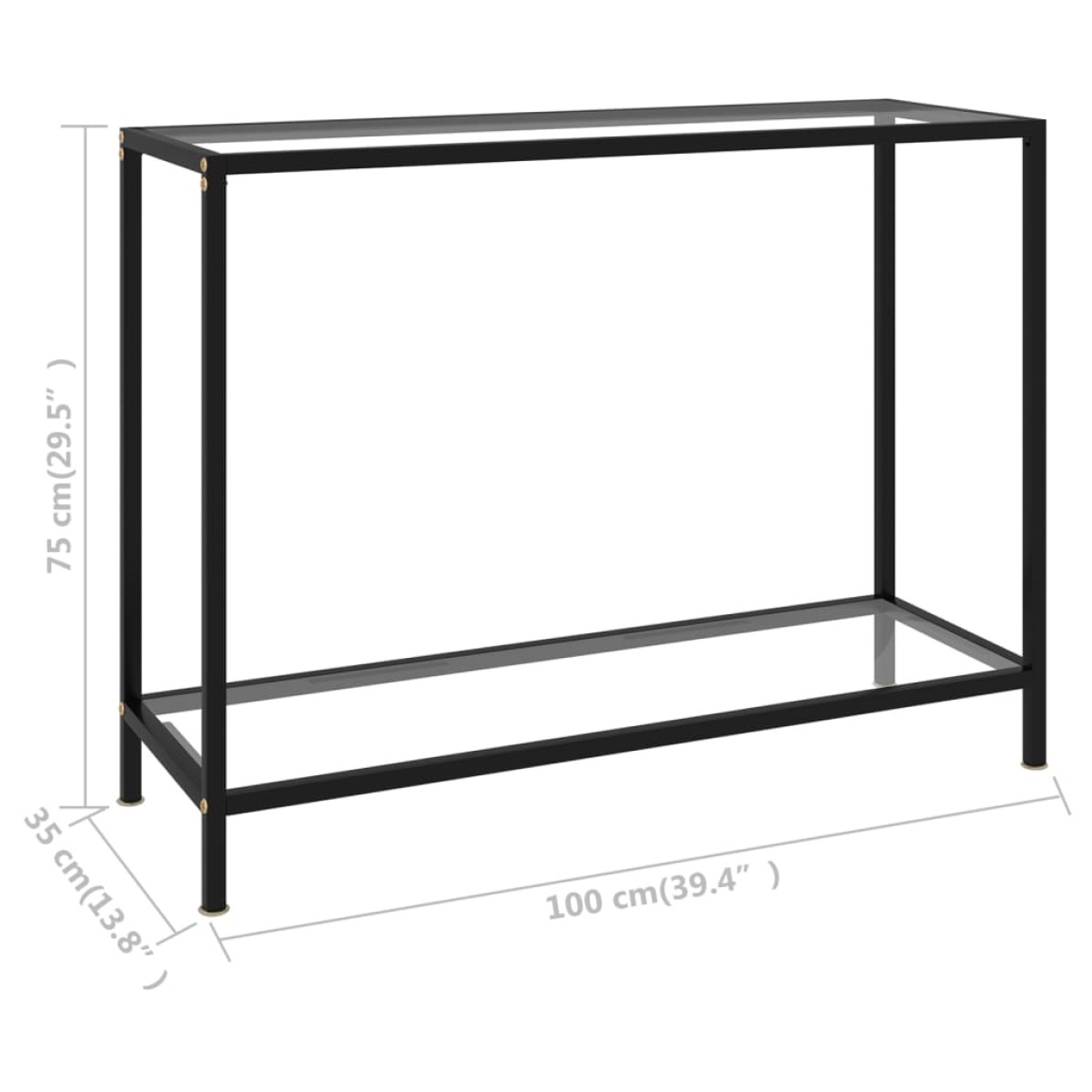 vidaXL Τραπέζι Κονσόλα Διαφανές 100 x 35 x 75 εκ. από Ψημένο Γυαλί