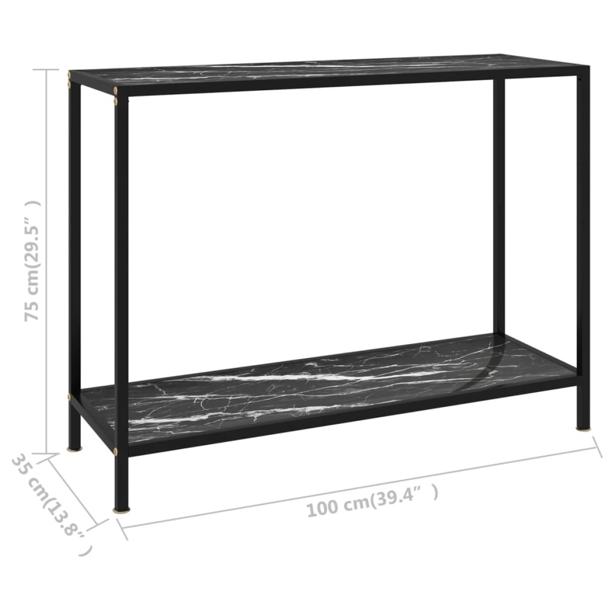 vidaXL Τραπέζι Κονσόλα Μαύρο 100 x 35 x 75 εκ. από Ψημένο Γυαλί