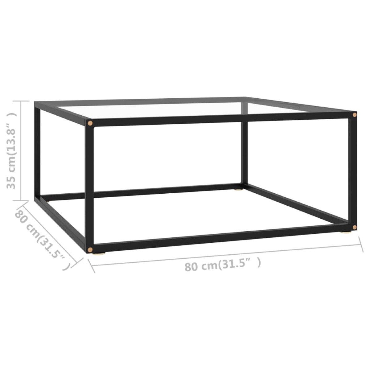 vidaXL Τραπεζάκι Σαλονιού Μαύρο 80 x 80 x 35 εκ. με Ψημένο Γυαλί