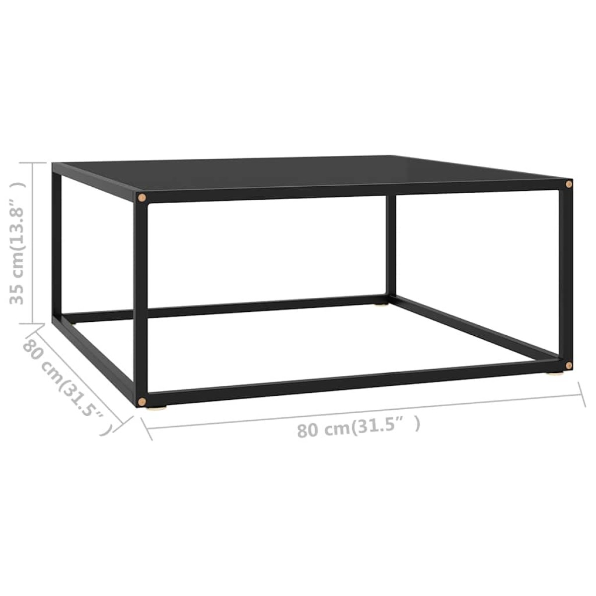 vidaXL Τραπεζάκι Σαλονιού Μαύρο 80 x 80 x 35 εκ. με Μαύρο Γυαλί