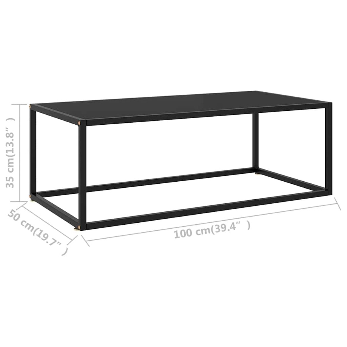 vidaXL Τραπεζάκι Σαλονιού Μαύρο 100 x 50 x 35 εκ. με Μαύρο Γυαλί