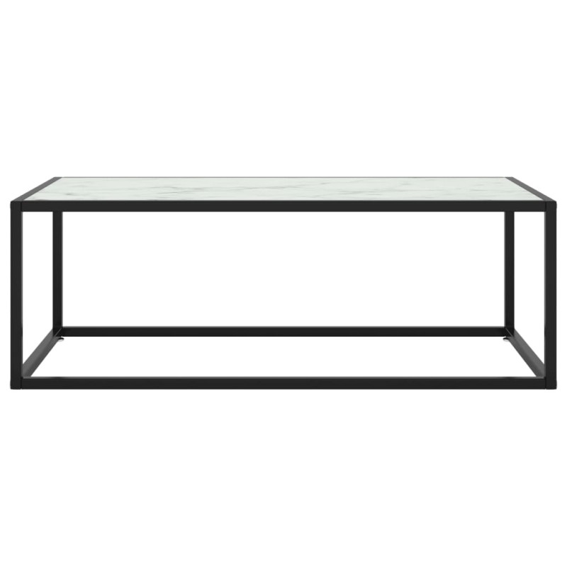 vidaXL Τραπεζάκι Σαλονιού Μαύρο 100x50x35 εκ. Λευκό Γυαλί Όψη Μαρμάρου