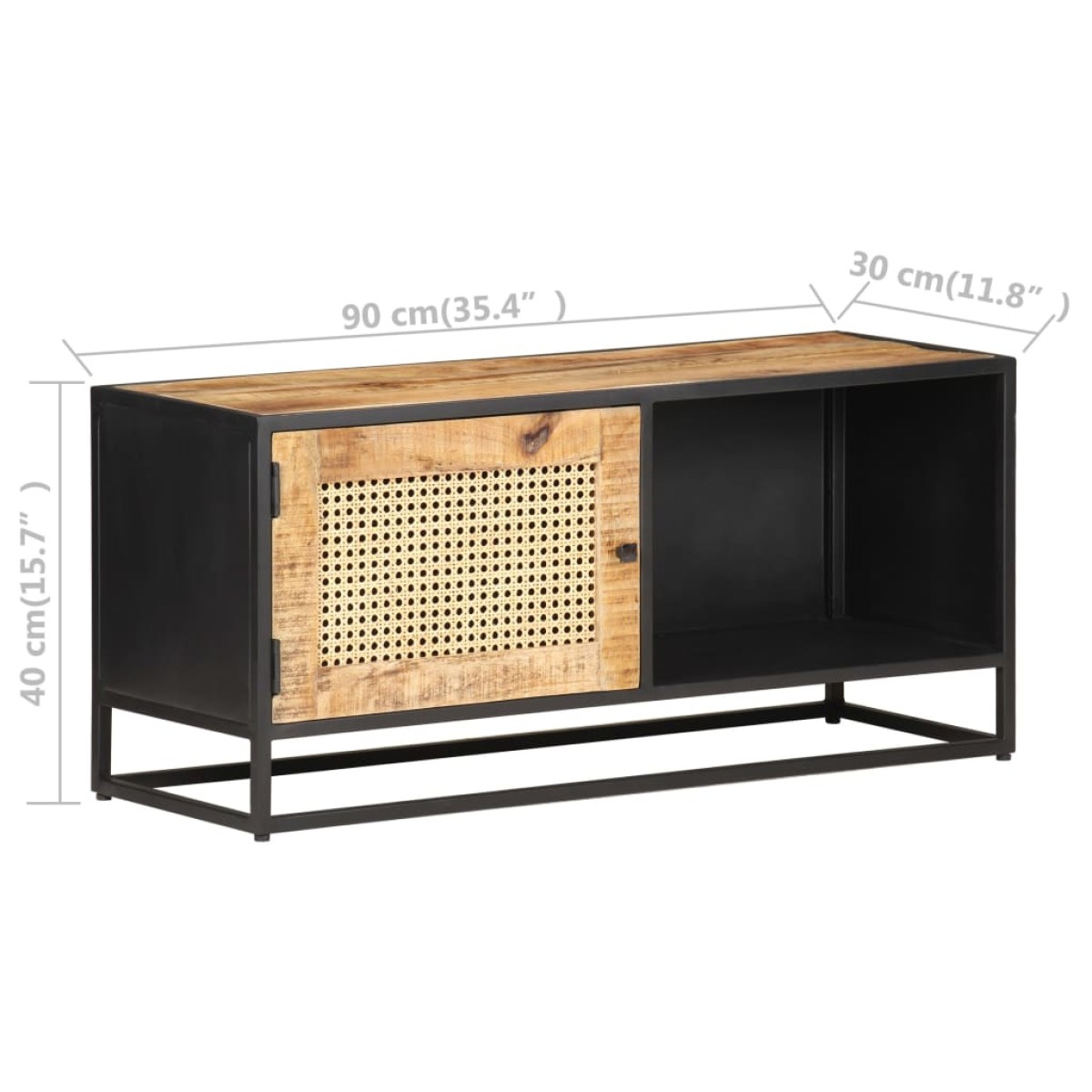 vidaXL Έπιπλο Τηλεόρασης 90x30x40εκ Ακατ. Μάνγκο/Φυσικό Ζαχαροκάλαμο