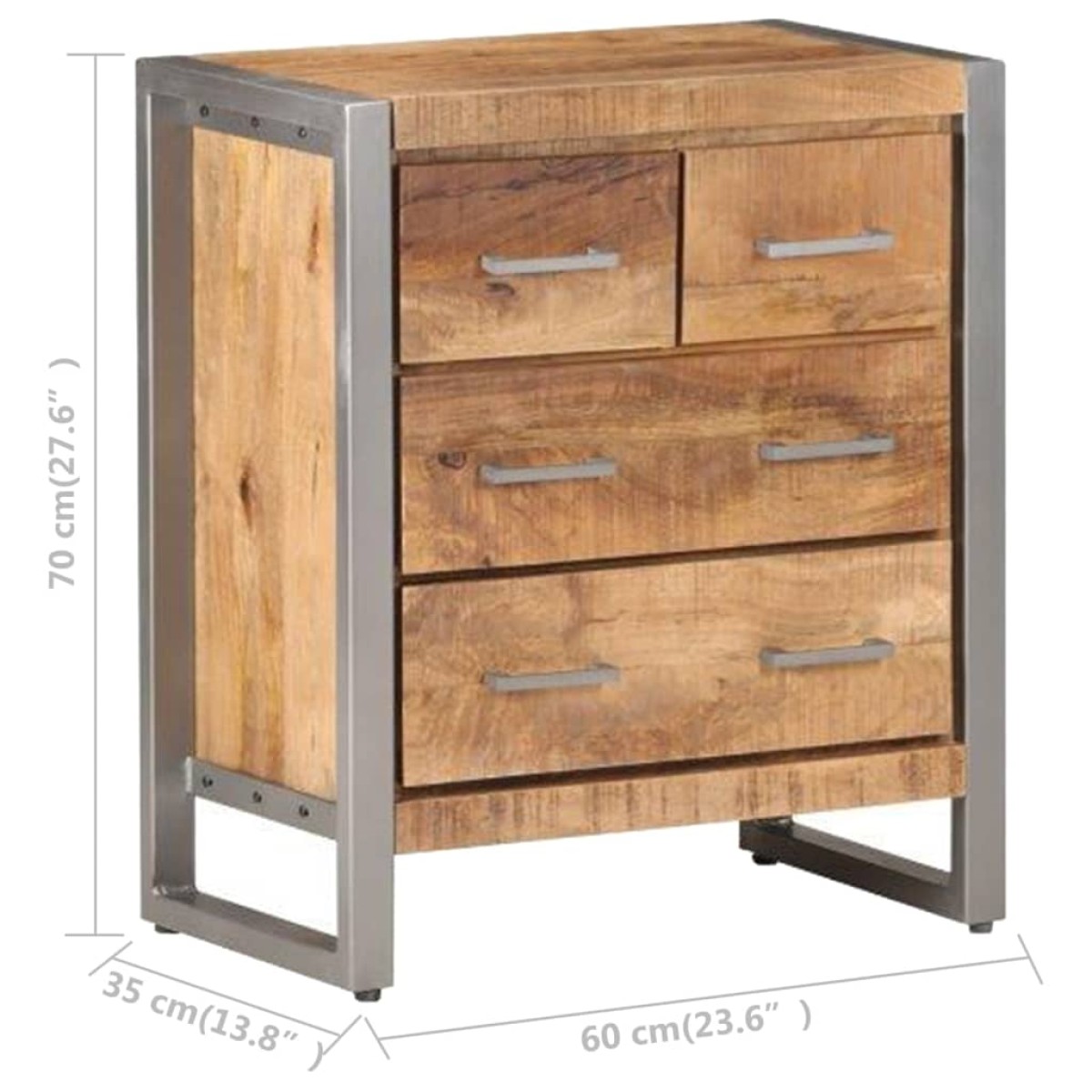 vidaXL Συρταριέρα 60 x 35 x 70 εκ. από Ακατέργαστο Ξύλο Μάνγκο