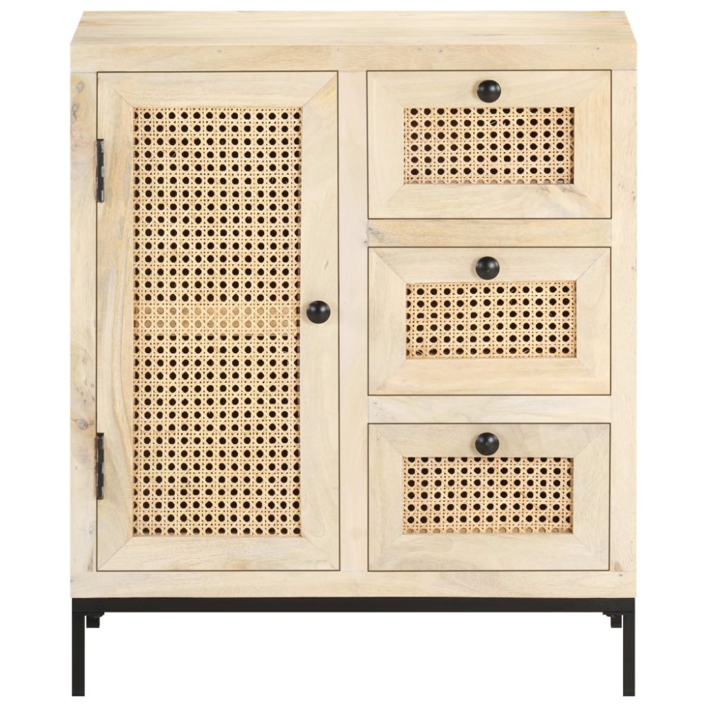 vidaXL Ντουλάπι 60x35x70 εκ. Μασίφ Ξύλο Μάνγκο και Φυσικό Ζαχαροκάλαμο