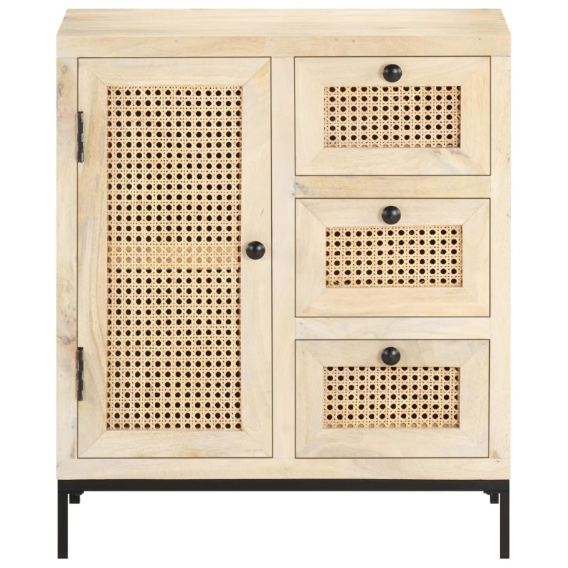 vidaXL Ντουλάπι 60x35x70 εκ. Μασίφ Ξύλο Μάνγκο και Φυσικό Ζαχαροκάλαμο