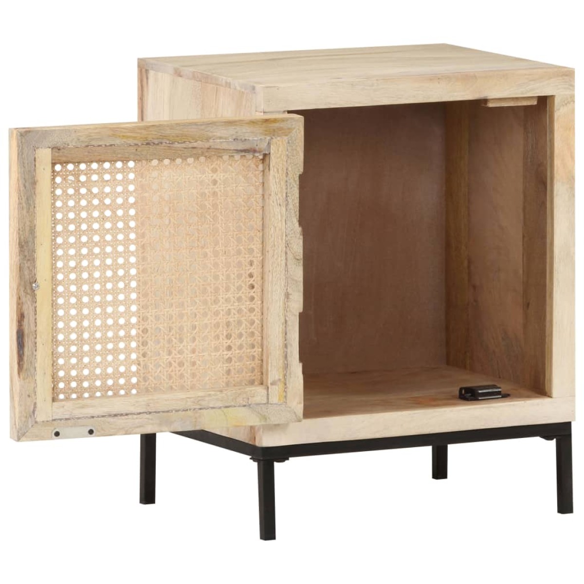 vidaXL Κομοδίνο 40 x 30 x 50 εκ. Μασίφ Ξύλο Μάνγκο/Φυσικό Ζαχαροκάλαμο