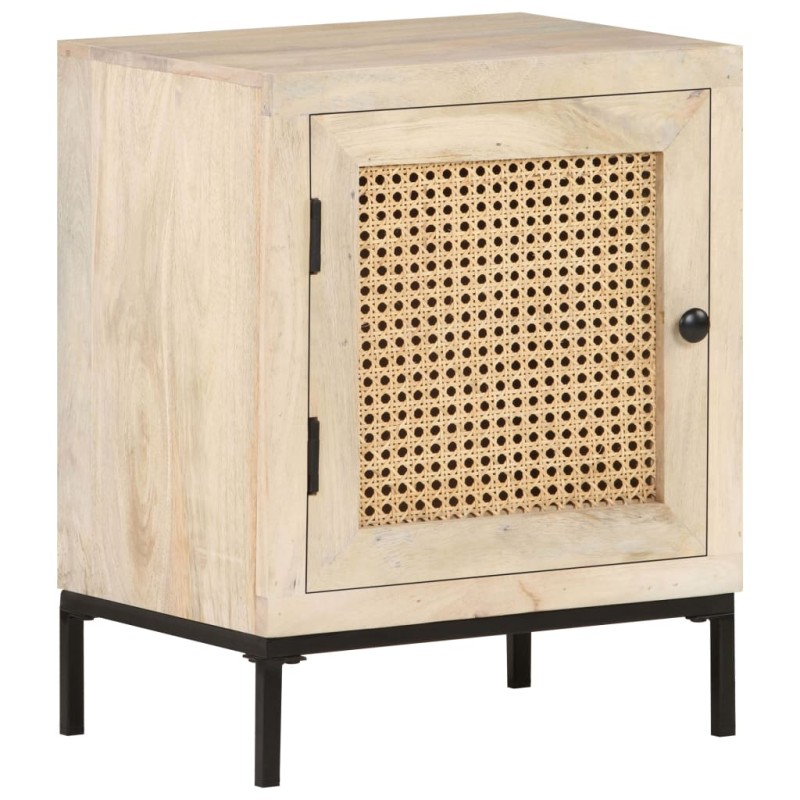 vidaXL Κομοδίνο 40 x 30 x 50 εκ. Μασίφ Ξύλο Μάνγκο/Φυσικό Ζαχαροκάλαμο