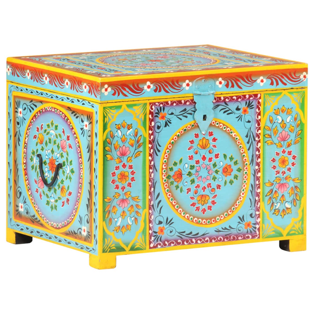vidaXL Μπαούλο με Χειροπ. Λεπτομέρειες 50x40x40 εκ. Μασίφ Ξύλο Μάνγκο