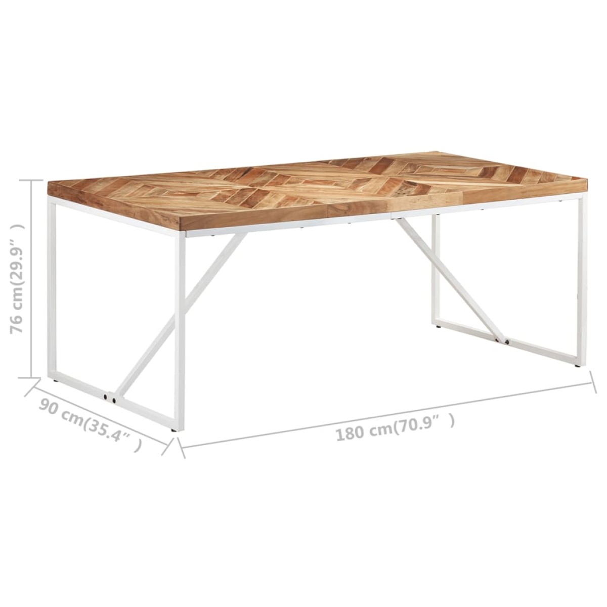 vidaXL Τραπεζαρία 180 x 90 x 76 εκ. από Μασίφ Ξύλο Ακακίας/Μάνγκο