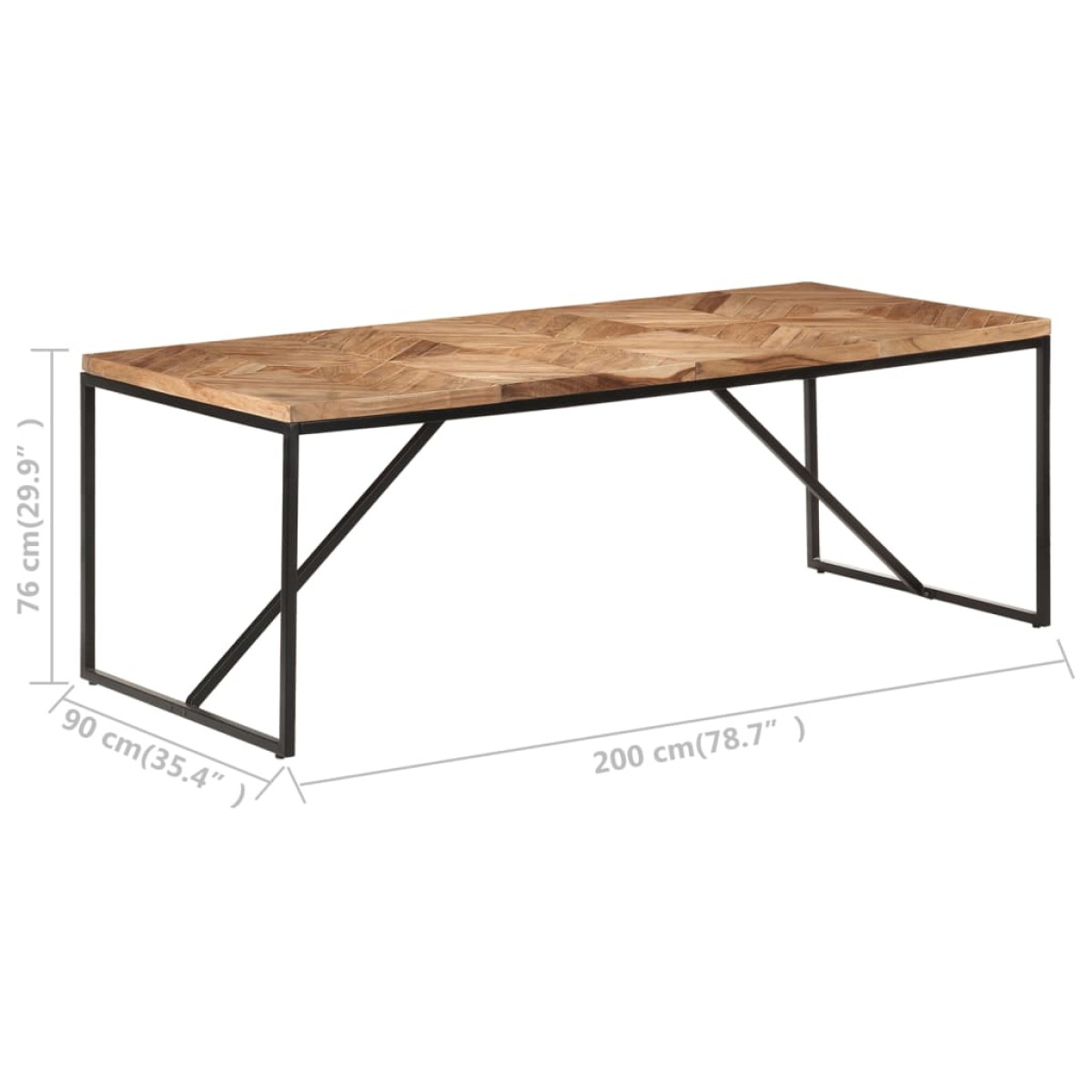vidaXL Τραπεζαρία 200 x 90 x 76 εκ. από Μασίφ Ξύλο Ακακίας/Μάνγκο