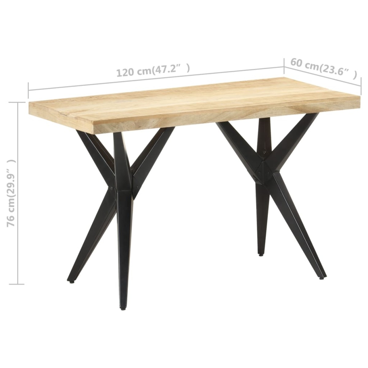 vidaXL Τραπεζαρία 120 x 60 x 76 εκ. από Μασίφ Ξύλο Μάνγκο