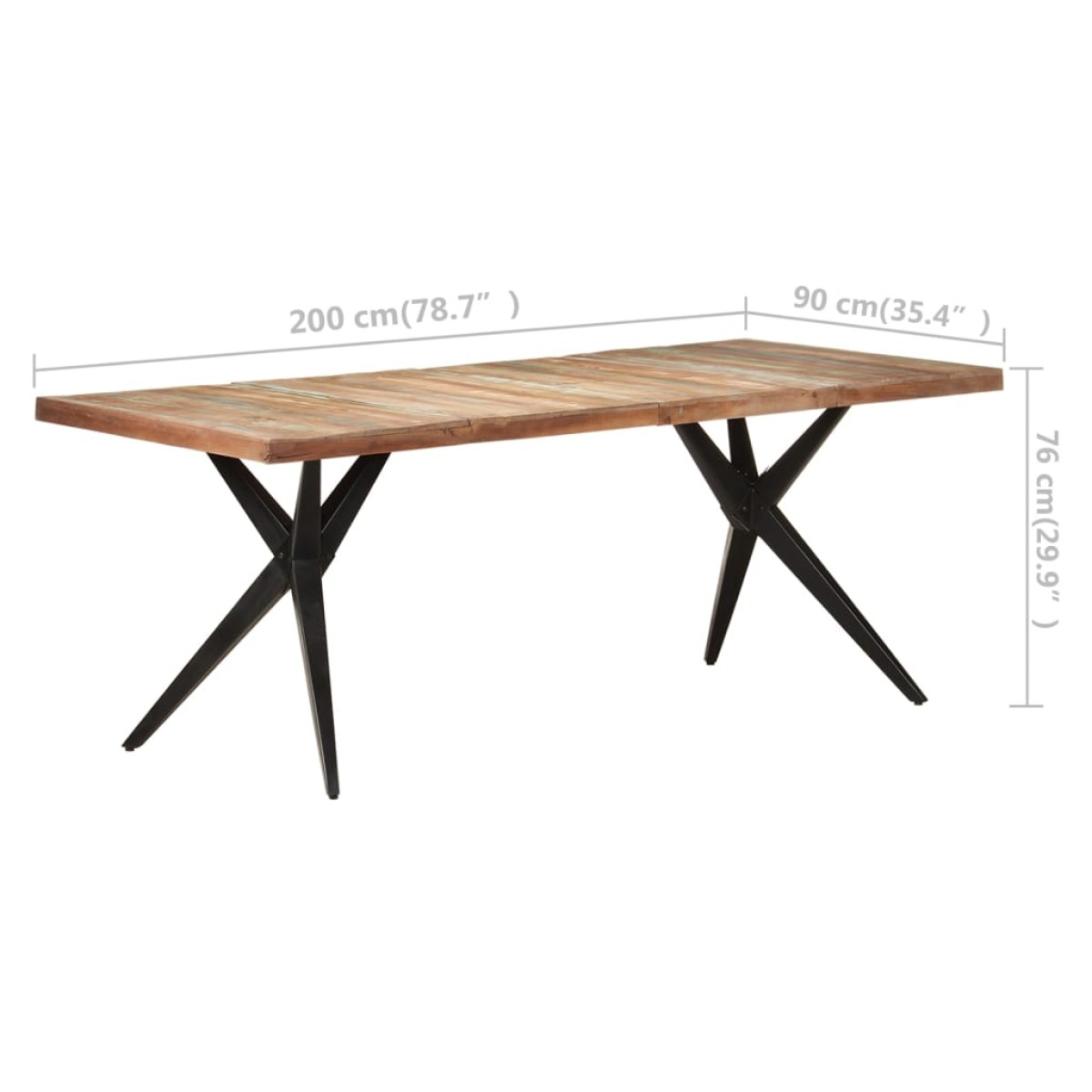 vidaXL Τραπεζαρία 200 x 90 x 76 εκ. από Μασίφ Ανακυκλωμένο Ξύλο