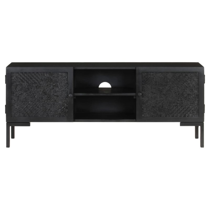 vidaXL Έπιπλο Τηλεόρασης Μαύρο 115 x 30 x 46 εκ. από Μασίφ Ξύλο Μάνγκο