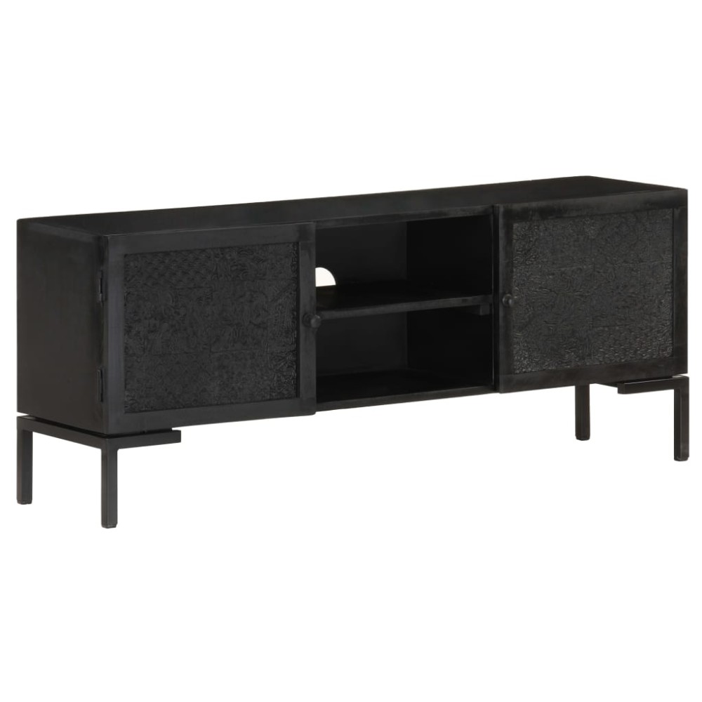 vidaXL Έπιπλο Τηλεόρασης Μαύρο 115 x 30 x 46 εκ. από Μασίφ Ξύλο Μάνγκο