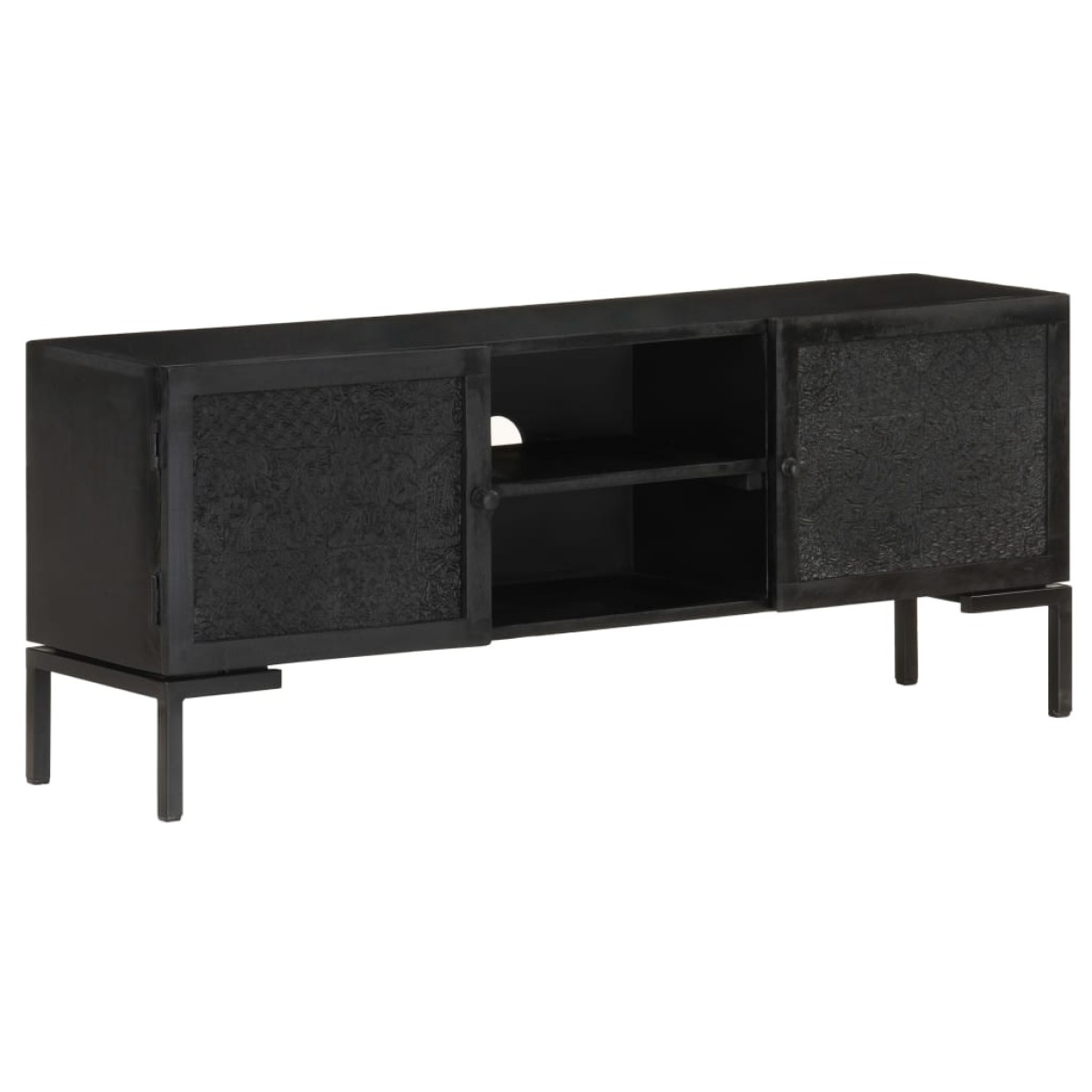 vidaXL Έπιπλο Τηλεόρασης Μαύρο 115 x 30 x 46 εκ. από Μασίφ Ξύλο Μάνγκο