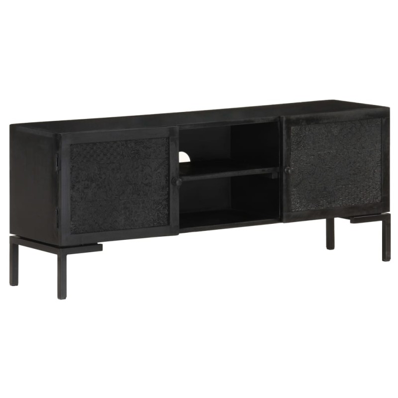 vidaXL Έπιπλο Τηλεόρασης Μαύρο 115 x 30 x 46 εκ. από Μασίφ Ξύλο Μάνγκο