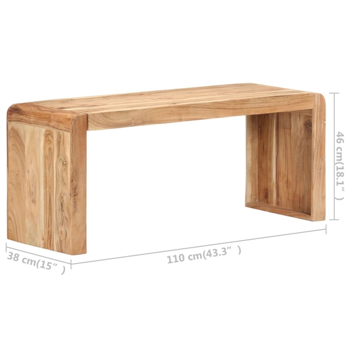 vidaXL Πάγκος 110 x 38 x 46 εκ. από Μασίφ Ξύλο Ακακίας