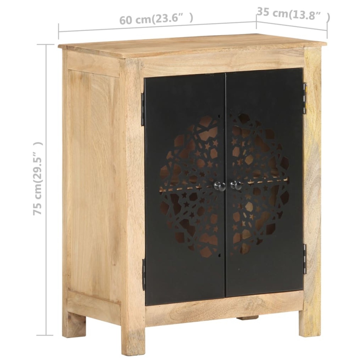 vidaXL Ντουλάπι 60 x 35 x 75 εκ. από Μασίφ Ξύλο Μάνγκο