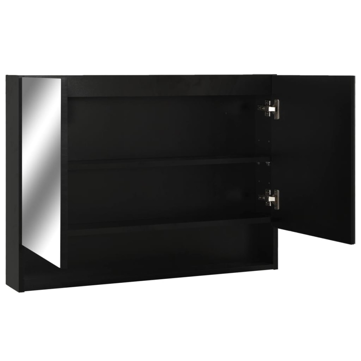 vidaXL Καθρέφτης Μπάνιου με Ντουλάπι / LED Μαύρο 80 x 15 x 60 εκ. MDF