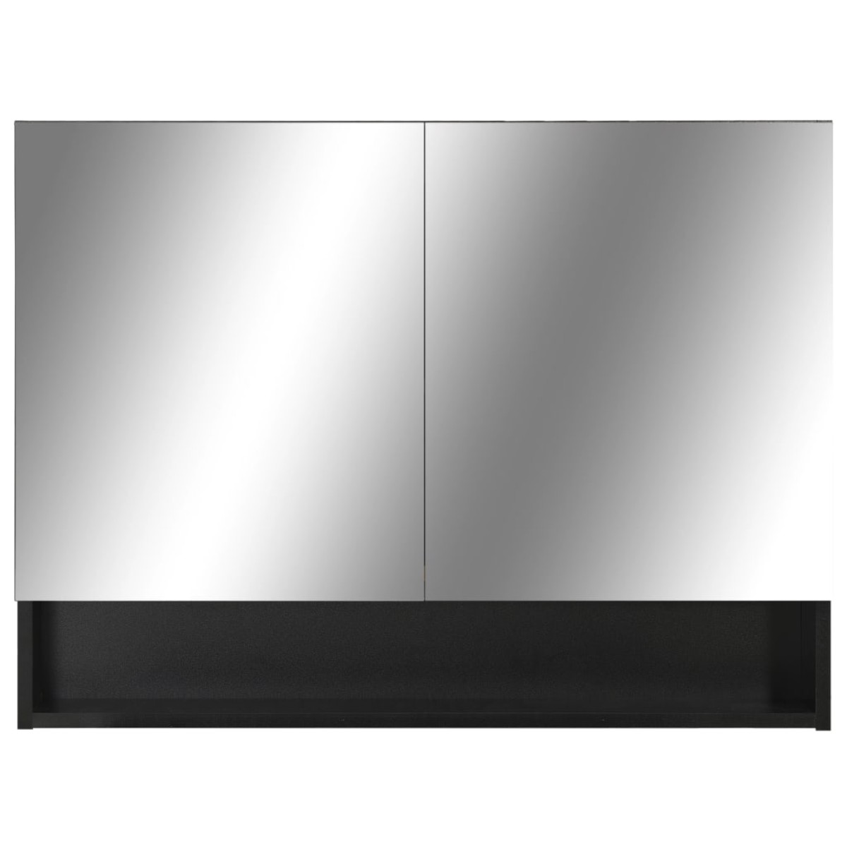 vidaXL Καθρέφτης Μπάνιου με Ντουλάπι / LED Μαύρο 80 x 15 x 60 εκ. MDF