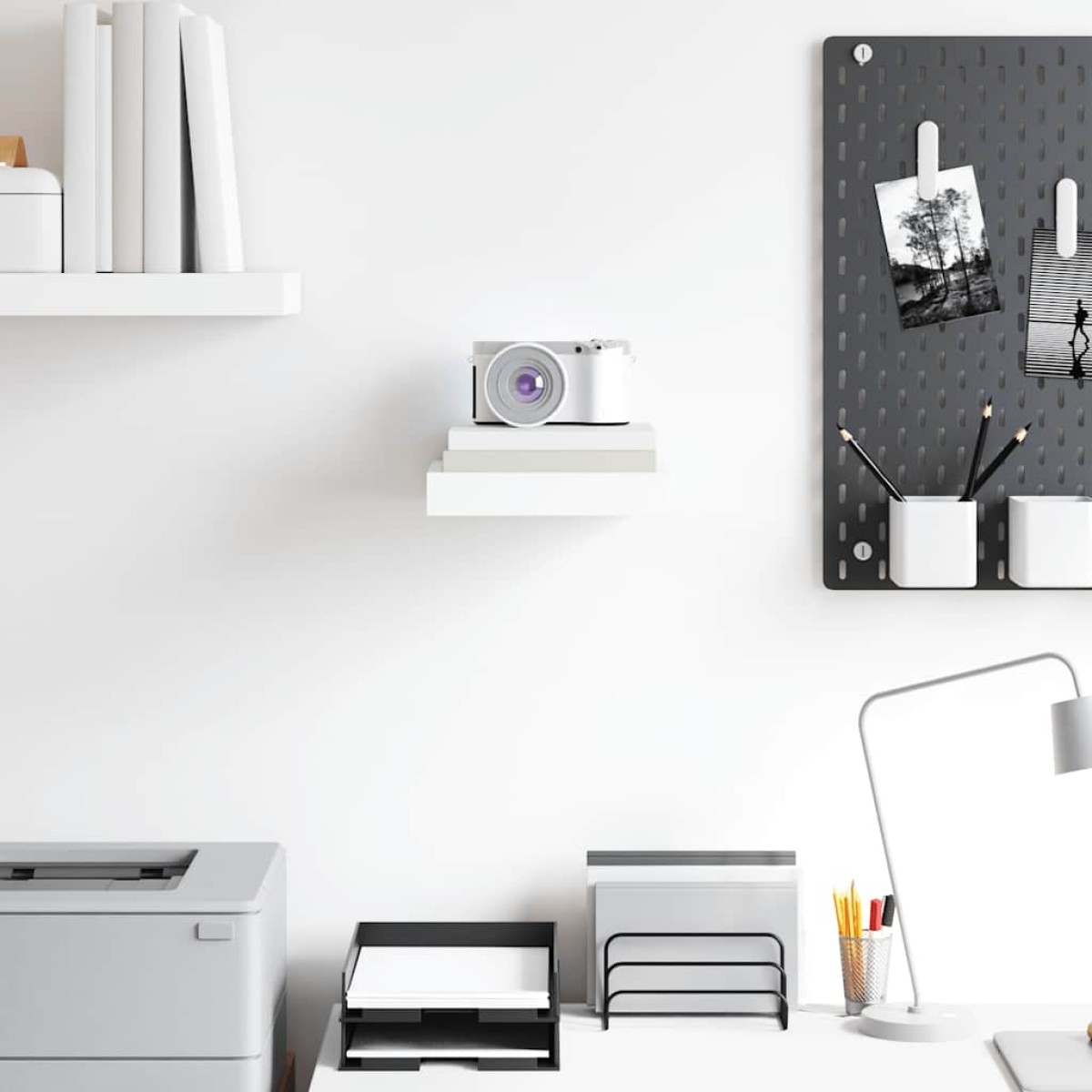 vidaXL Ράφι Τοίχου Γυαλιστερό Γκρι 23x23,5x3,8 εκ. MDF